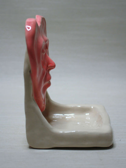Pink Heart Tealight / Trinket Holder (White) - Handmade Ceramic Jewellery Dish / Mini Altar