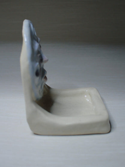 White Moon Trinket Dish / Mini Altar - Handmade Ceramic Tealight / Jewellery Holder