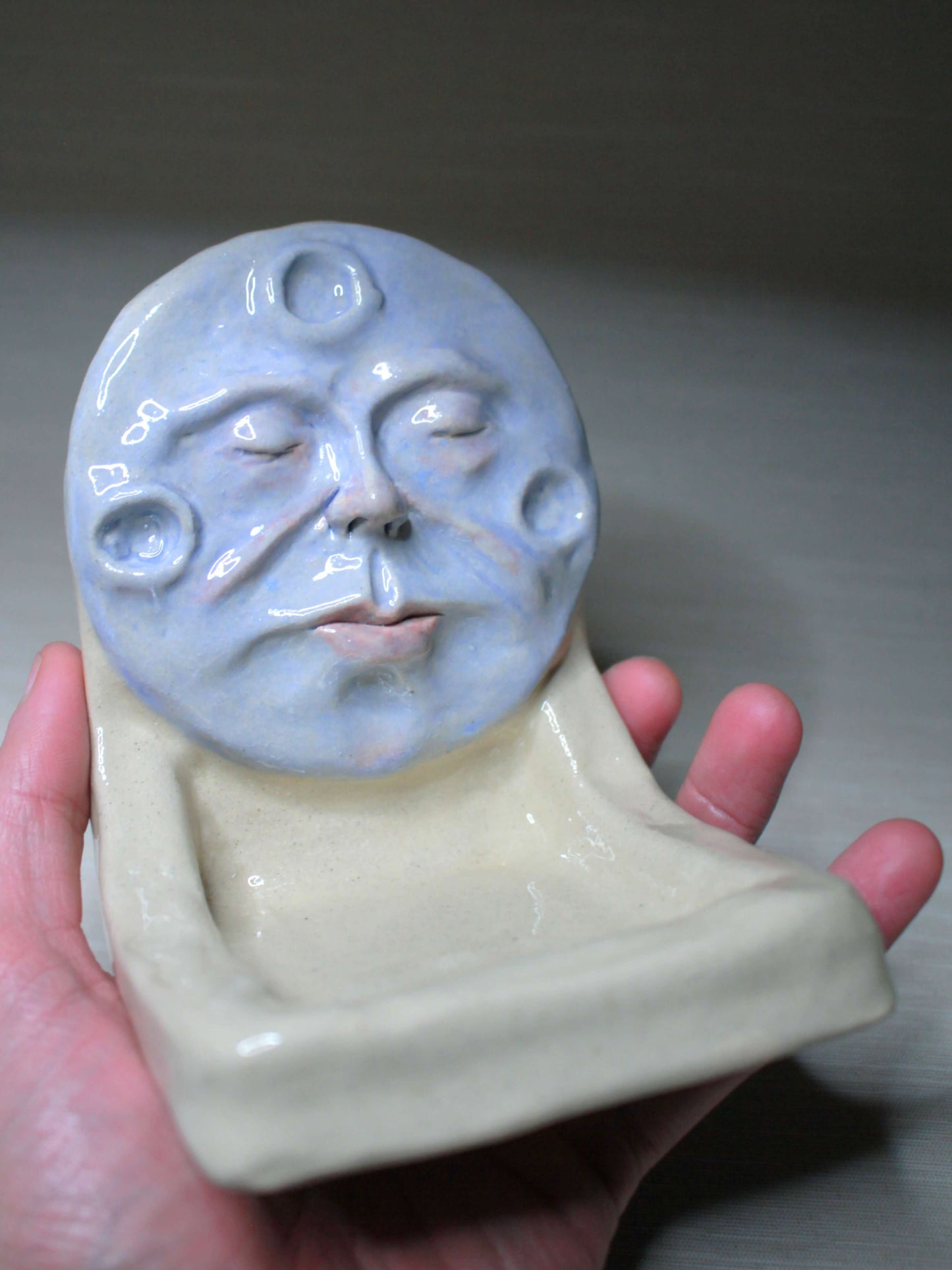 White Moon Trinket Dish / Mini Altar - Handmade Ceramic Tealight / Jewellery Holder