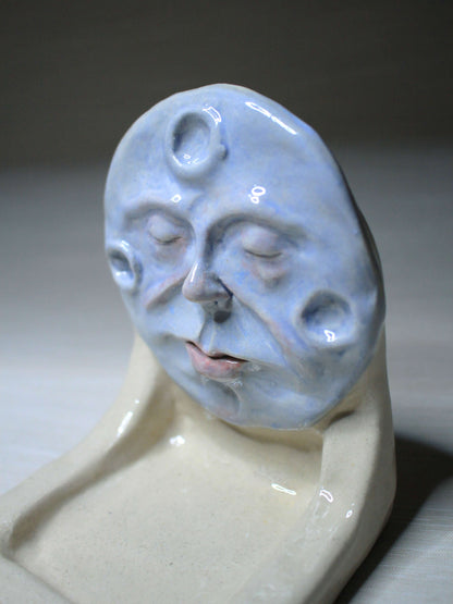 White Moon Trinket Dish / Mini Altar - Handmade Ceramic Tealight / Jewellery Holder