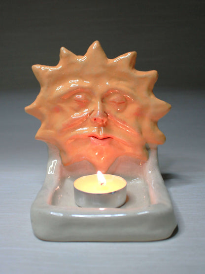 White Sun Trinket Dish / Mini Altar - Handmade Ceramic Tealight / Jewellery Holder