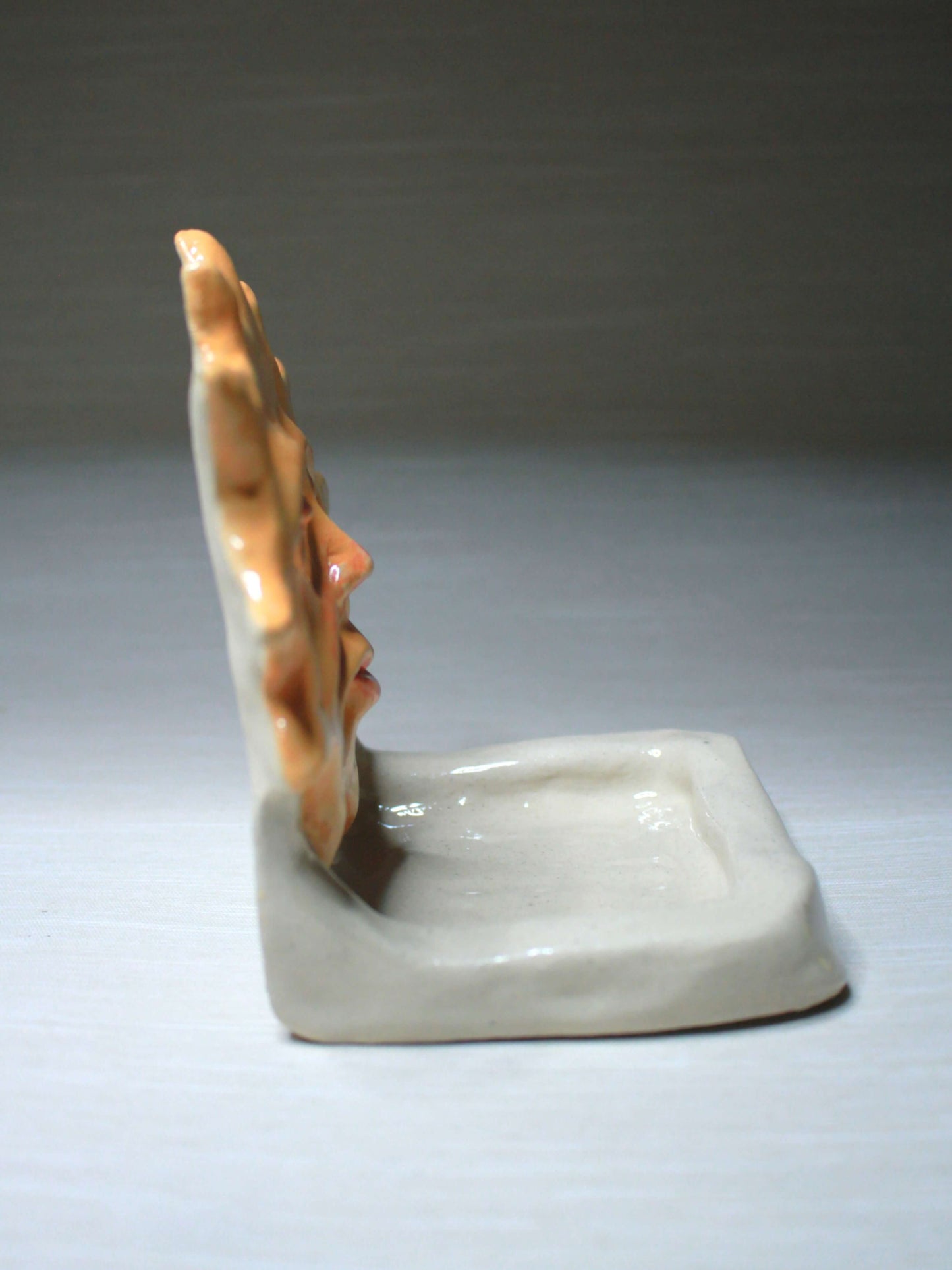 White Sun Trinket Dish / Mini Altar - Handmade Ceramic Tealight / Jewellery Holder