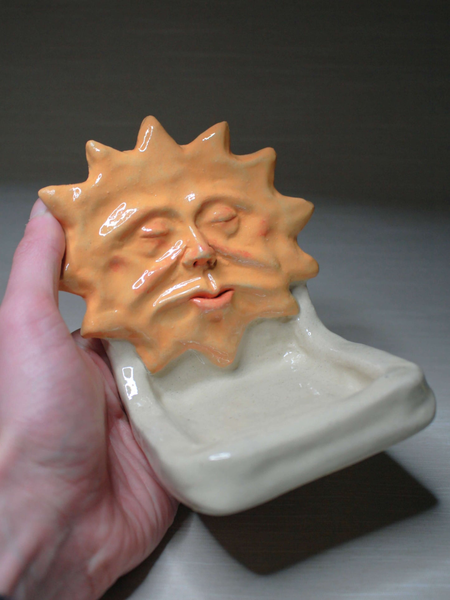 White Sun Trinket Dish / Mini Altar - Handmade Ceramic Tealight / Jewellery Holder