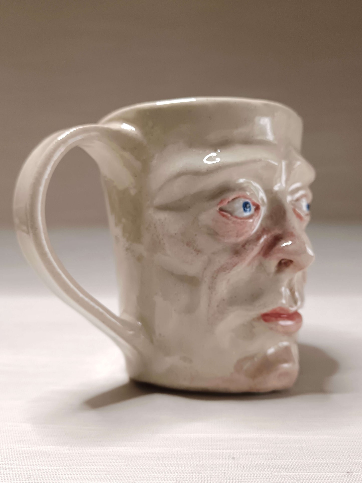 Strange Shocked Face Mug - Quirky Handmade Ceramic Mug