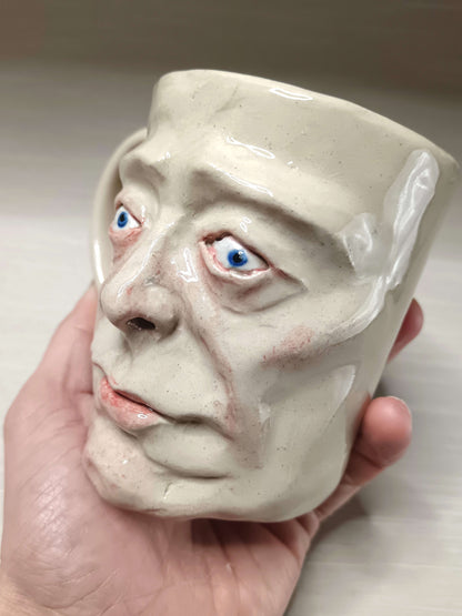 Strange Shocked Face Mug - Quirky Handmade Ceramic Mug