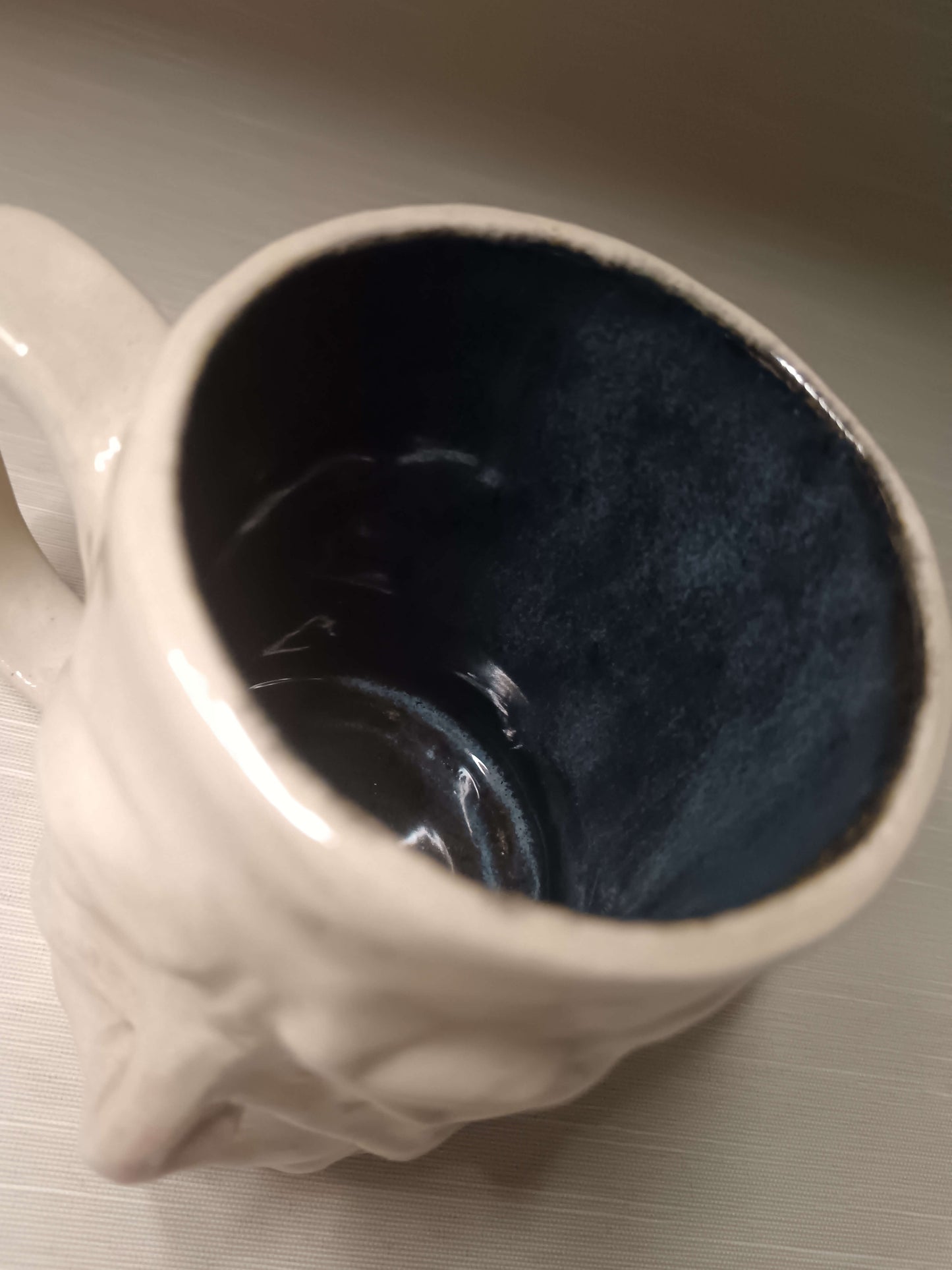 Sleepy White Face Tankard / Large Mug - Handmade Ceramic Drinkware