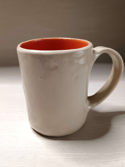 Sinister White & Orange Face Mug - Quirky Handmade Ceramic Mugs