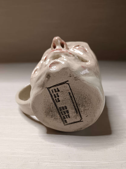 Sinister White & Orange Face Mug - Quirky Handmade Ceramic Mugs