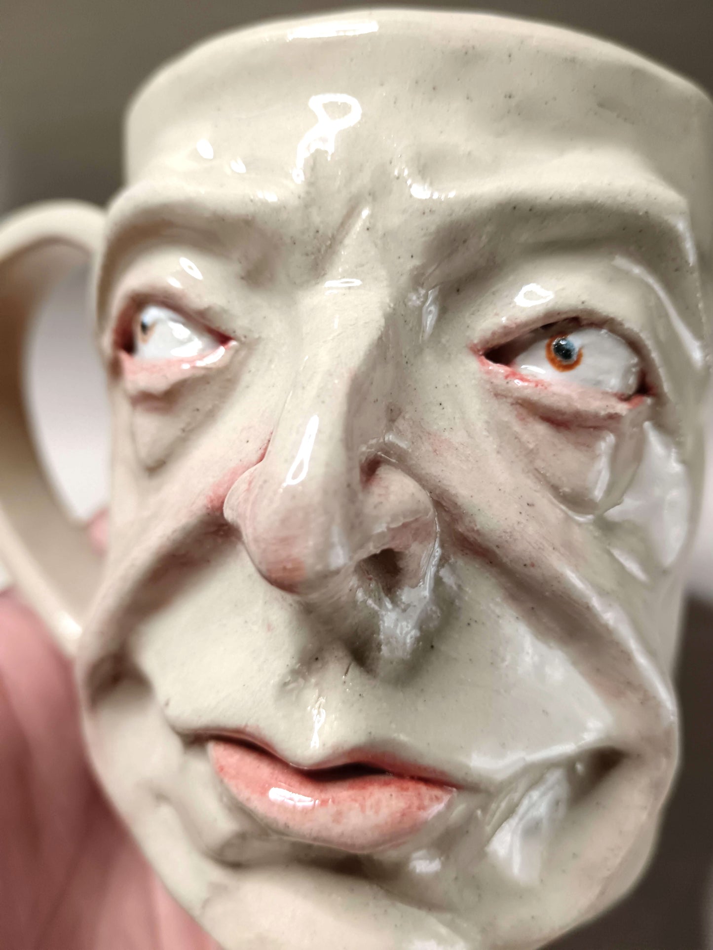 Sinister White & Orange Face Mug - Quirky Handmade Ceramic Mugs
