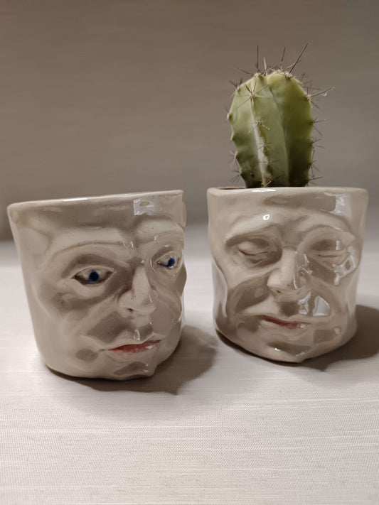 White Mini Pot / Face Tumbler - Handmade Ceramic Pot & Drinkware