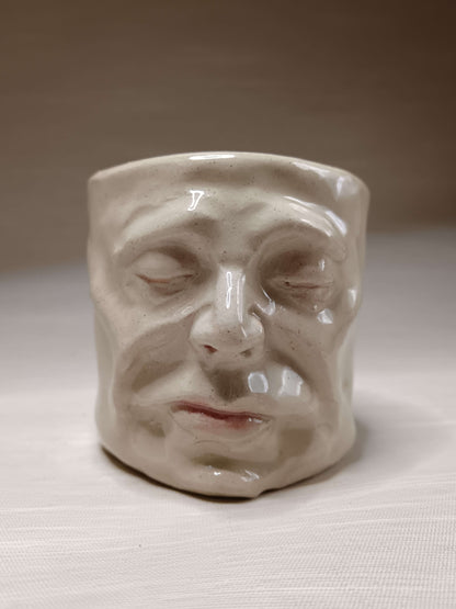 White Mini Pot / Face Tumbler - Handmade Ceramic Pot & Drinkware