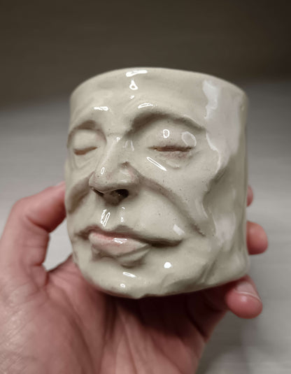 White Mini Pot / Face Tumbler - Handmade Ceramic Pot & Drinkware