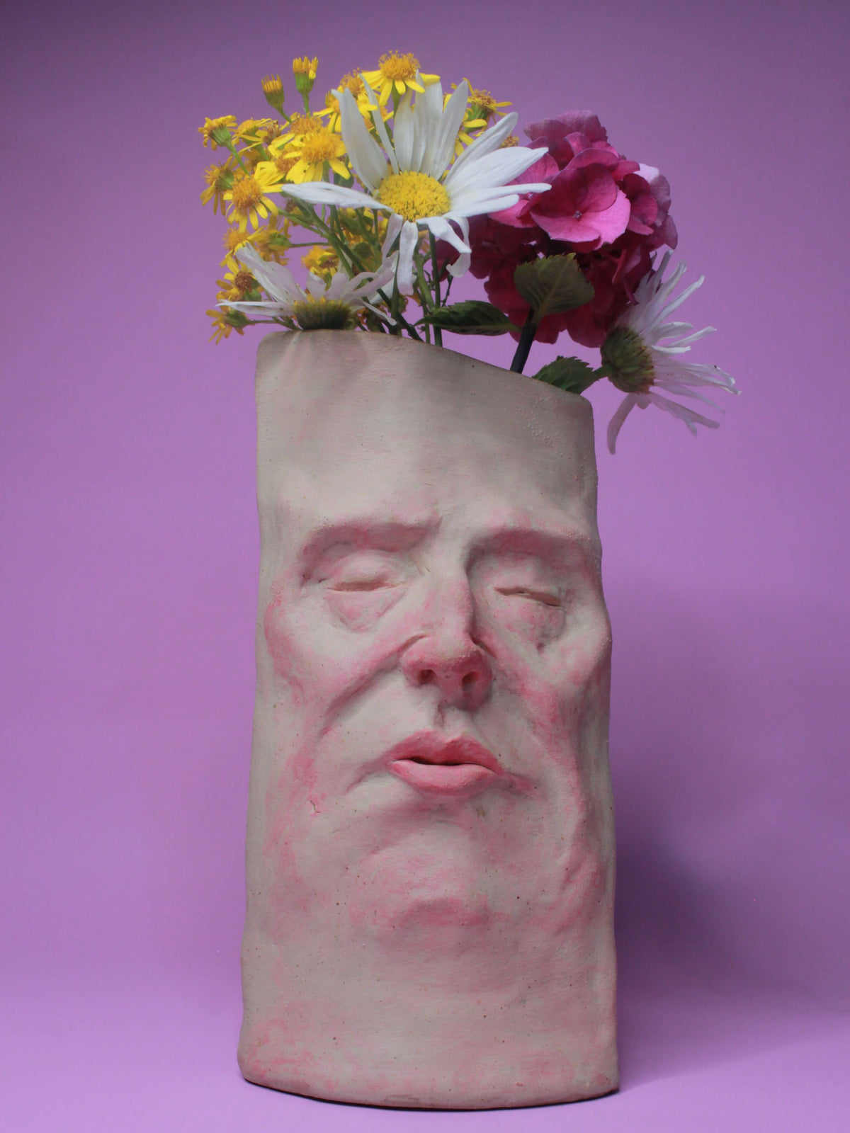 Realistic Grumpy Slim Ceramic Face Vase
