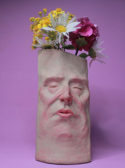 Realistic Grumpy Slim Ceramic Face Vase