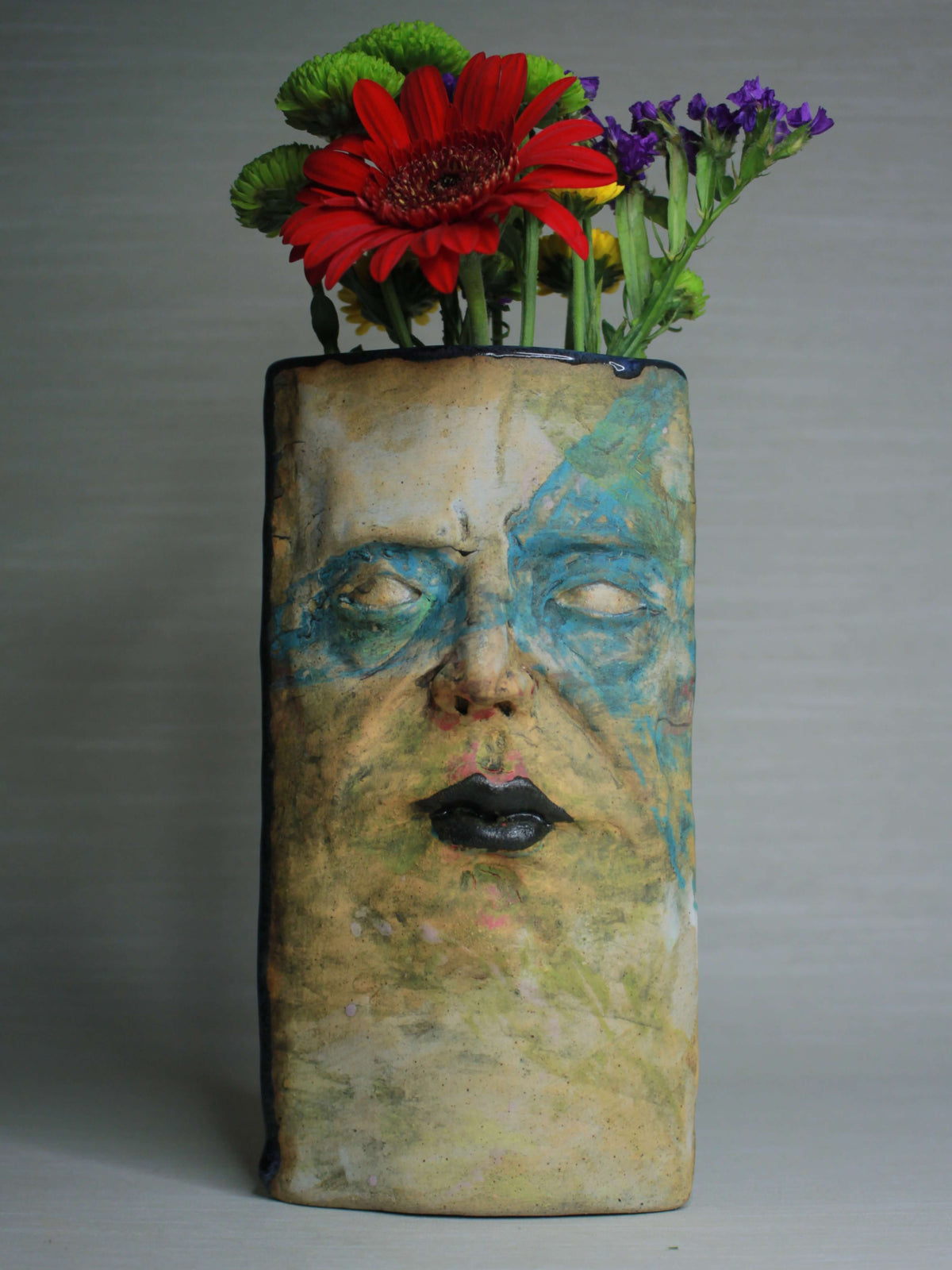 Weird Gothic Slim Ceramic Face Vase
