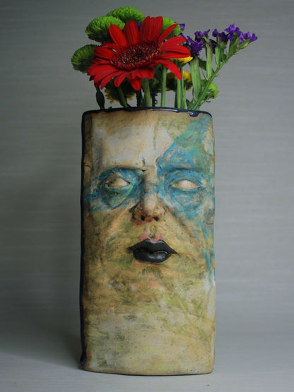 Weird Gothic Slim Ceramic Face Vase