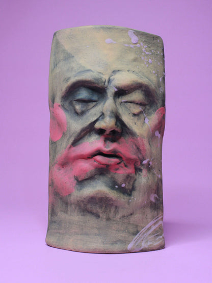 Abstract Style Matte Slim Ceramic Face Vase