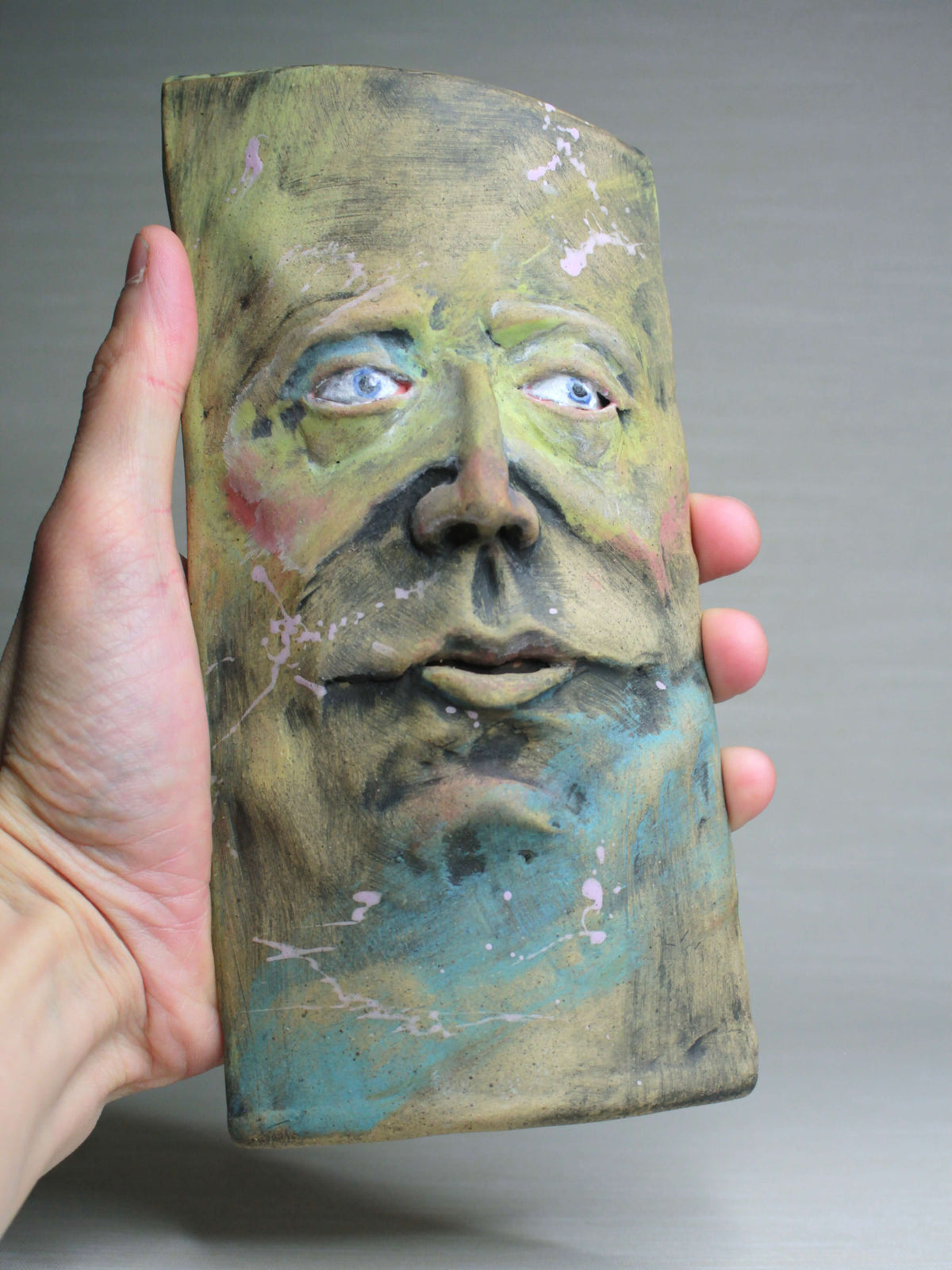 Wise-Eyed Matte Slim Ceramic Face Vase