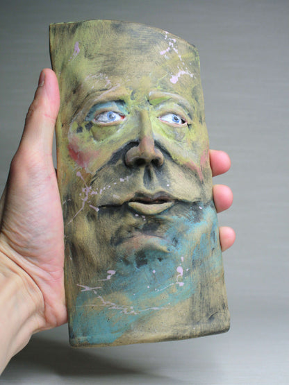 Wise-Eyed Matte Slim Ceramic Face Vase