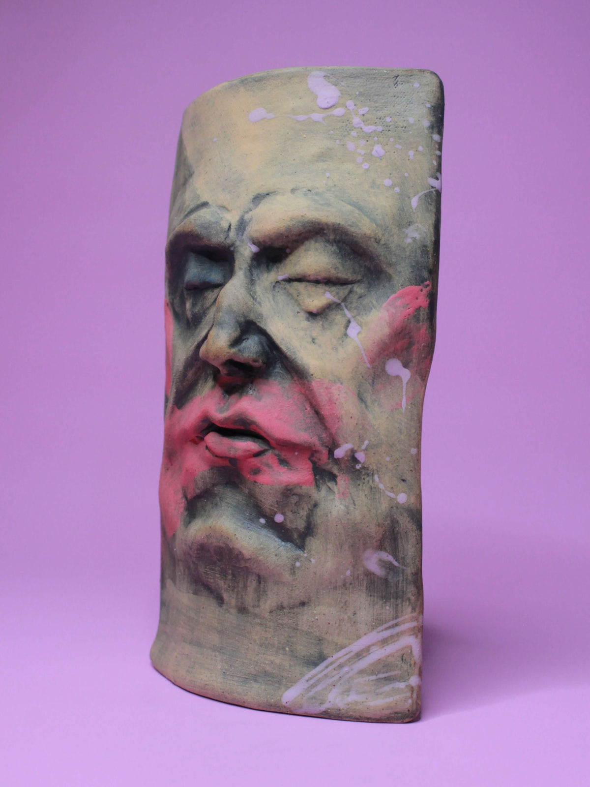 Abstract Style Matte Slim Ceramic Face Vase
