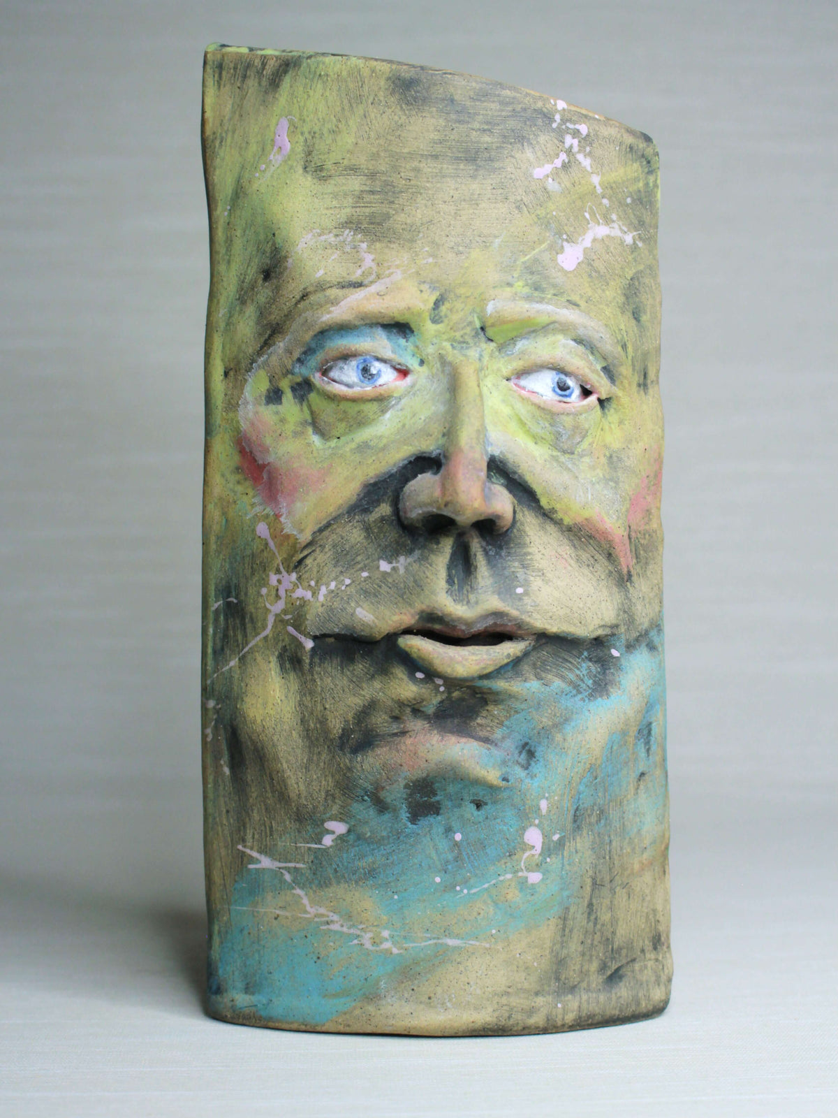 Wise-Eyed Matte Slim Ceramic Face Vase