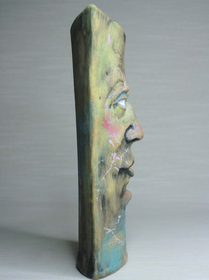 Wise-Eyed Matte Slim Ceramic Face Vase