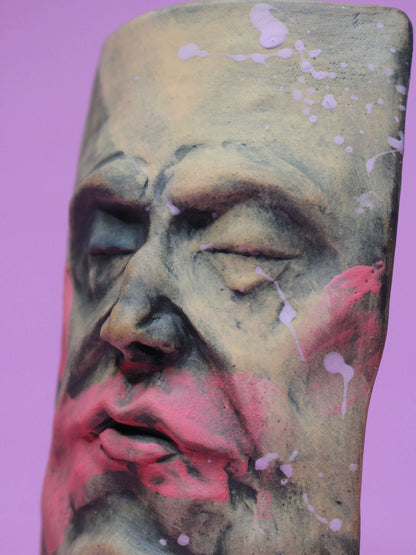 Abstract Style Matte Slim Ceramic Face Vase