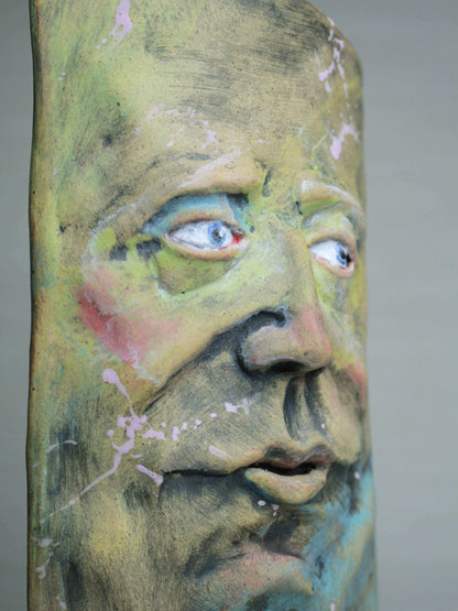 Wise-Eyed Matte Slim Ceramic Face Vase