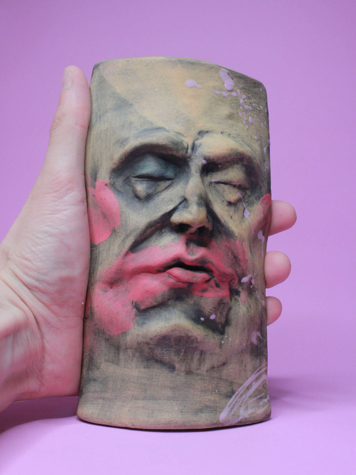 Abstract Style Matte Slim Ceramic Face Vase