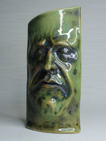 Grumpy Green Ceramic Slim Face Vase