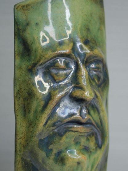 Grumpy Green Ceramic Slim Face Vase