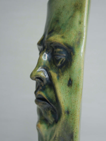 Grumpy Green Ceramic Slim Face Vase