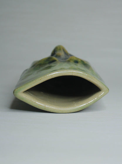 Grumpy Green Ceramic Slim Face Vase