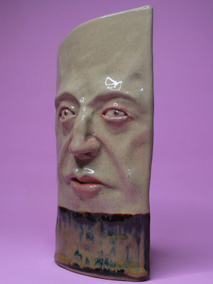 Glossy Side-Eye Slim Ceramic Face Vase