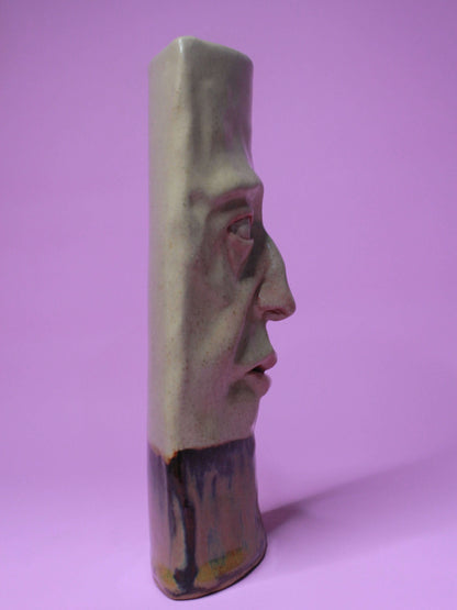Glossy Side-Eye Slim Ceramic Face Vase
