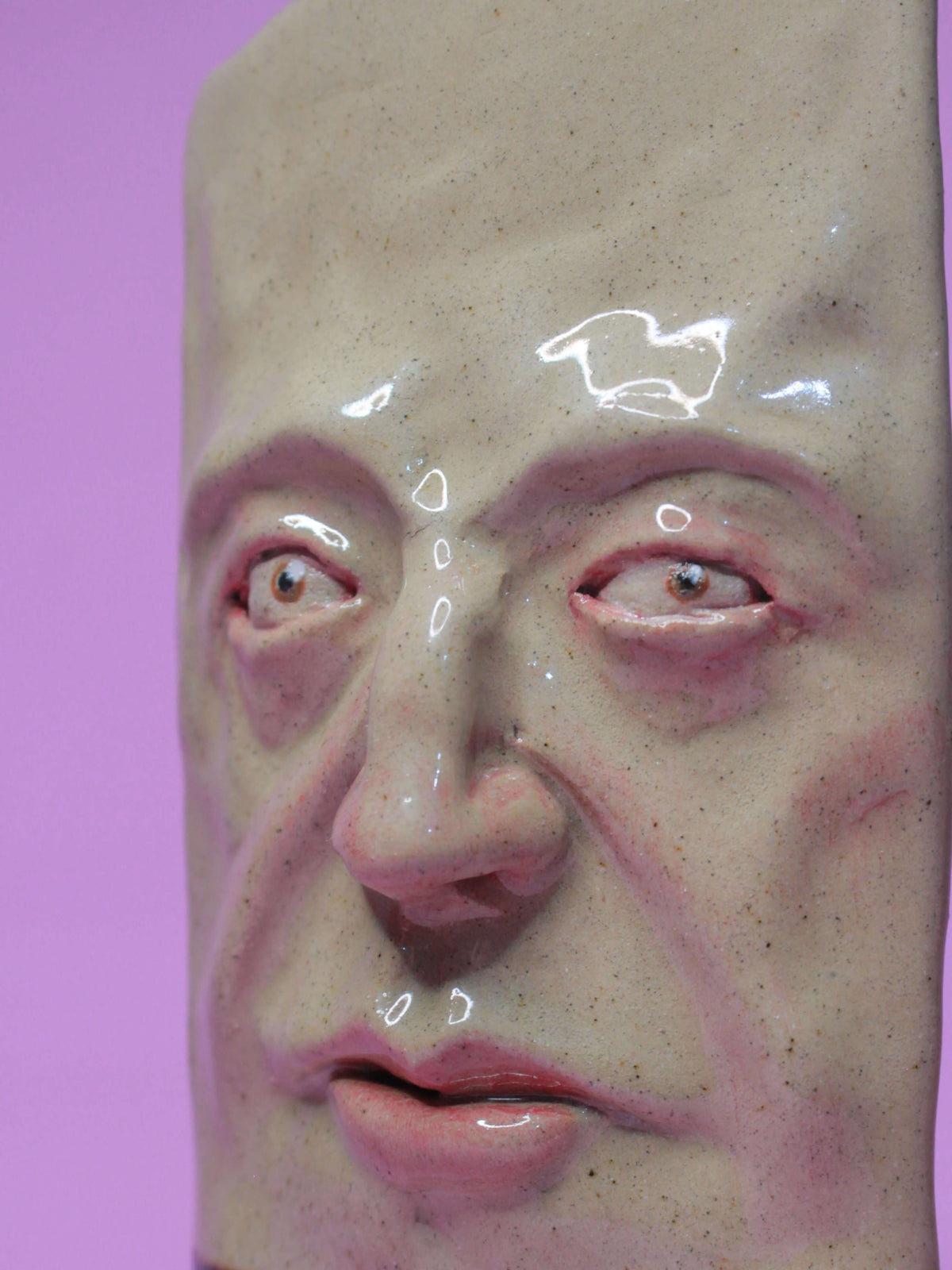 Glossy Side-Eye Slim Ceramic Face Vase