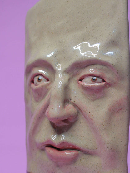 Glossy Side-Eye Slim Ceramic Face Vase