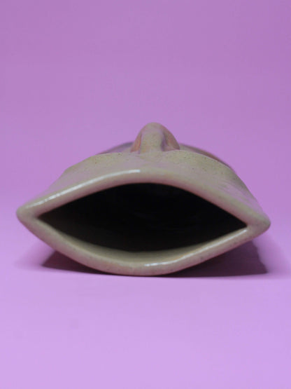 Glossy Side-Eye Slim Ceramic Face Vase