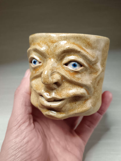Matte Yellow Mini Pot / Face Tumbler - Handmade Ceramic Pot & Drinkware
