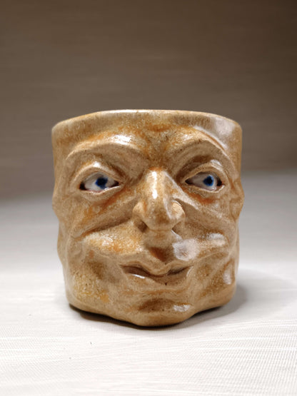 Matte Yellow Mini Pot / Face Tumbler - Handmade Ceramic Pot & Drinkware