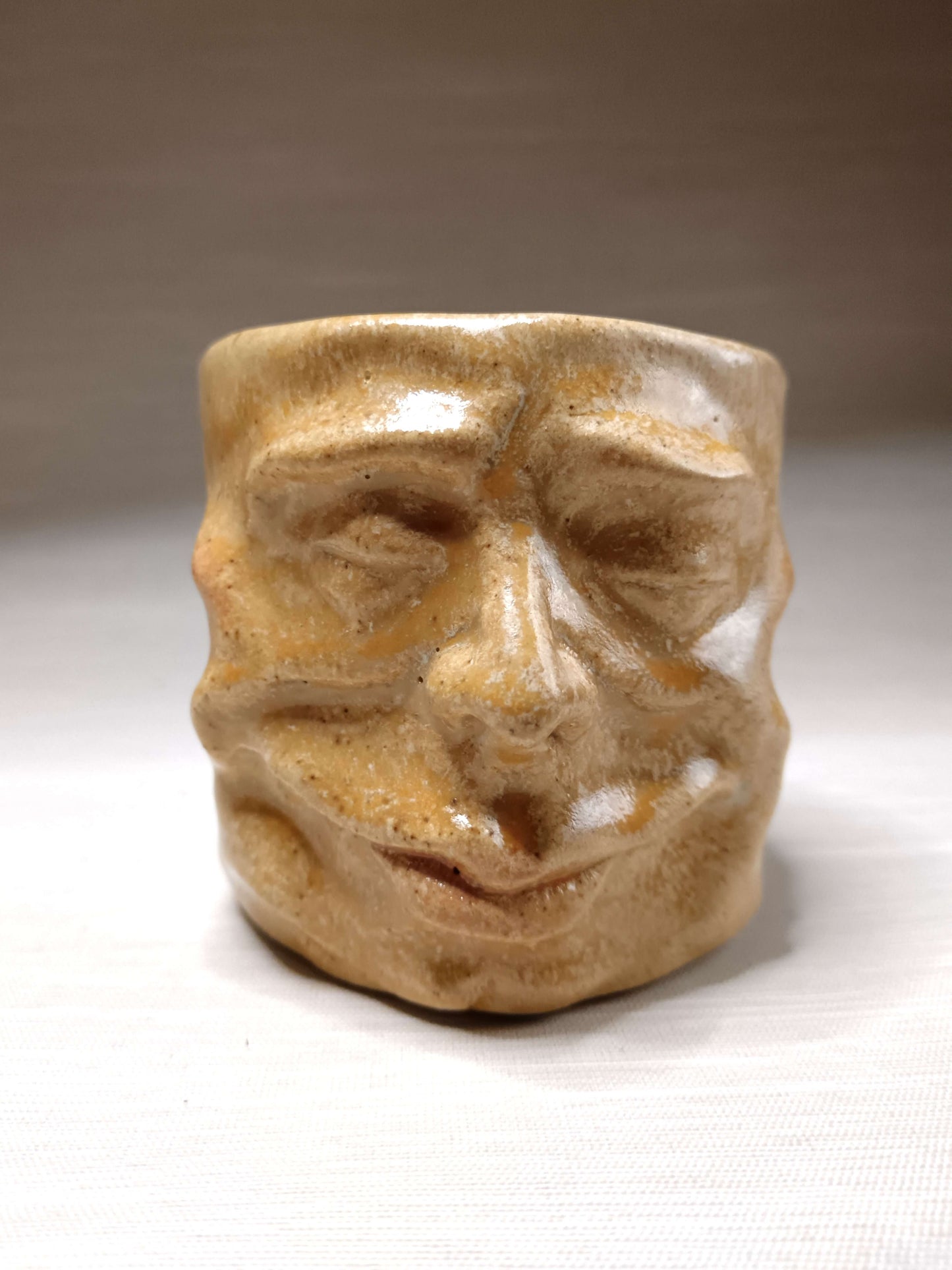 Matte Yellow Mini Pot / Face Tumbler - Handmade Ceramic Pot & Drinkware