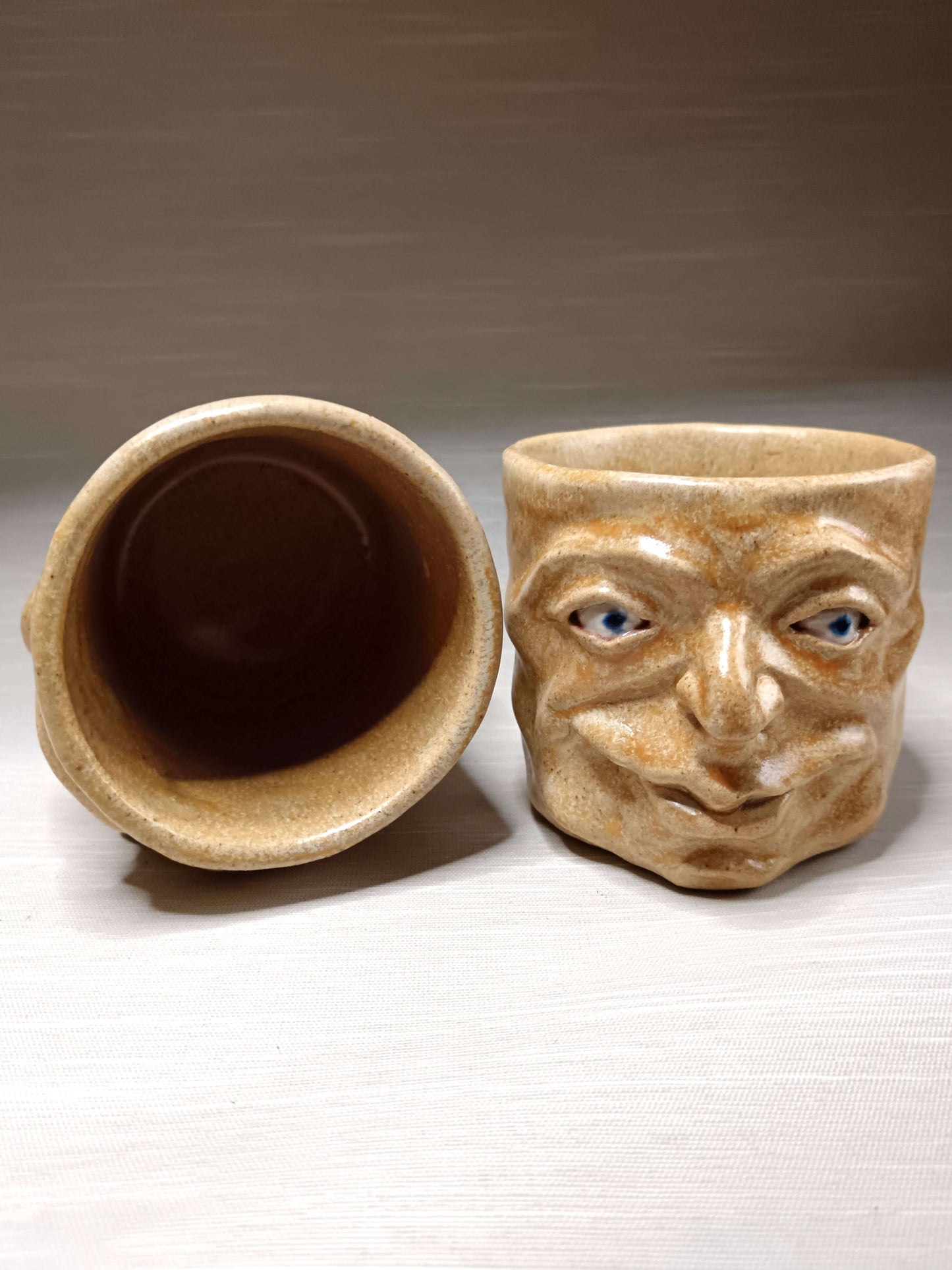 Matte Yellow Mini Pot / Face Tumbler - Handmade Ceramic Pot & Drinkware