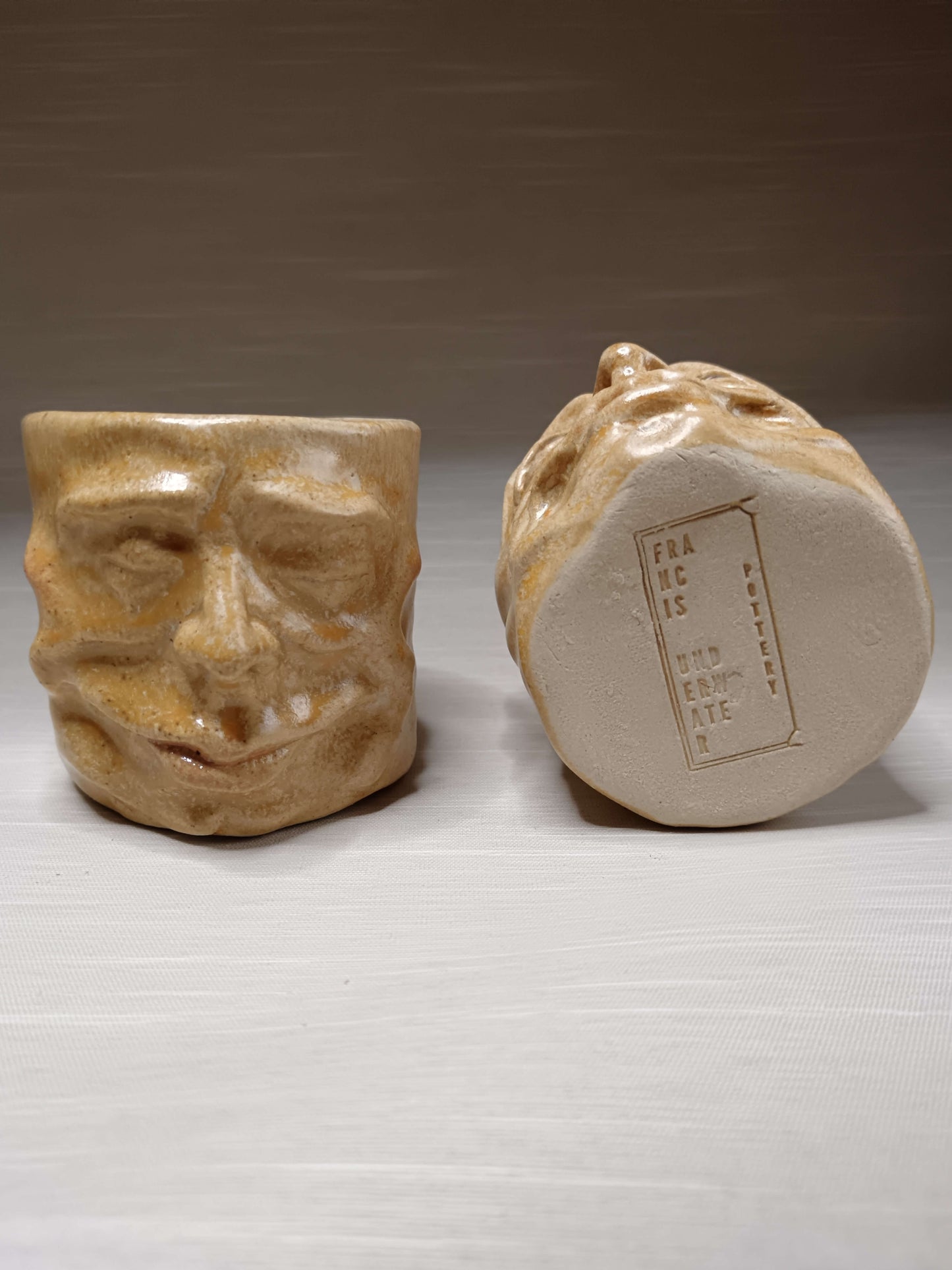 Matte Yellow Mini Pot / Face Tumbler - Handmade Ceramic Pot & Drinkware