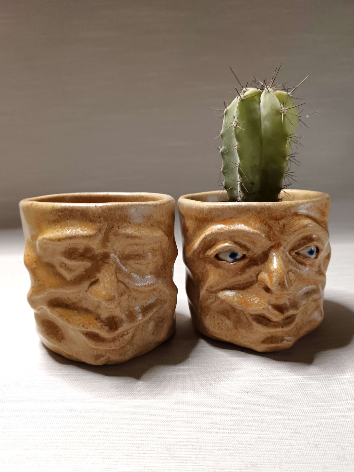 Matte Yellow Mini Pot / Face Tumbler - Handmade Ceramic Pot & Drinkware