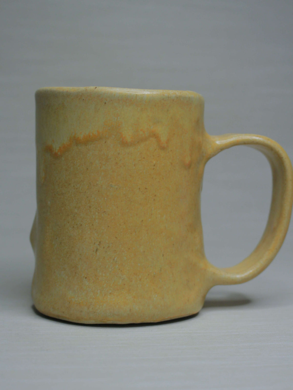 Yellow Man Face Tankard / Large Mug (Matte) - Weird Handmade Ceramics