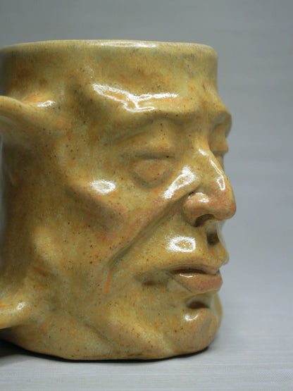 Yellow Man Face Tankard / Large Mug (Matte) - Weird Handmade Ceramics