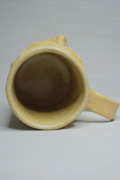 Yellow Man Face Tankard / Large Mug (Matte) - Weird Handmade Ceramics
