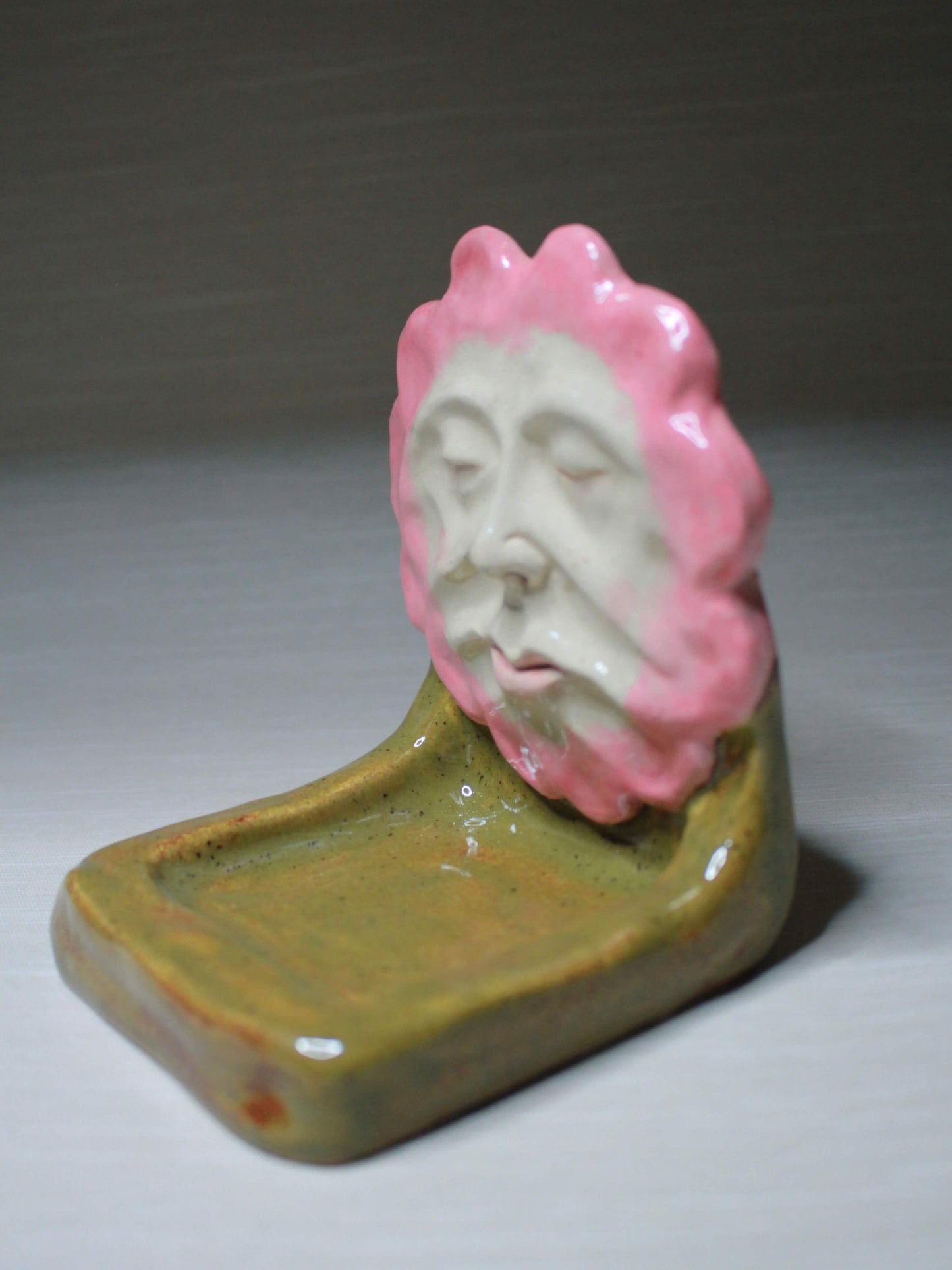 Pink Flower Trinket Dish / Mini Altar - Handmade Ceramic Tealight / Jewellery Holder