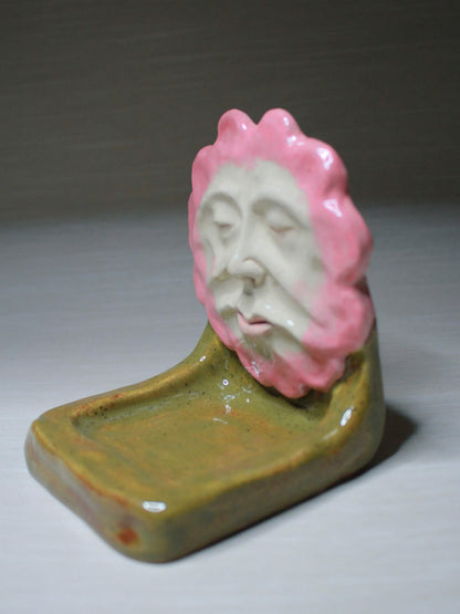 Pink Flower Trinket Dish / Mini Altar - Handmade Ceramic Tealight / Jewellery Holder
