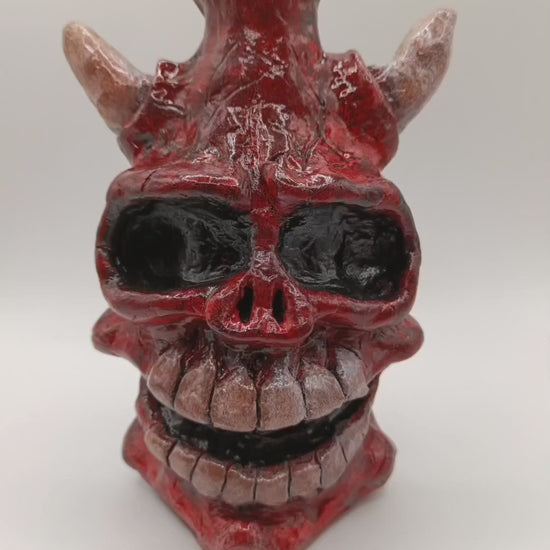 Hand made clay skull vase 360 view video
